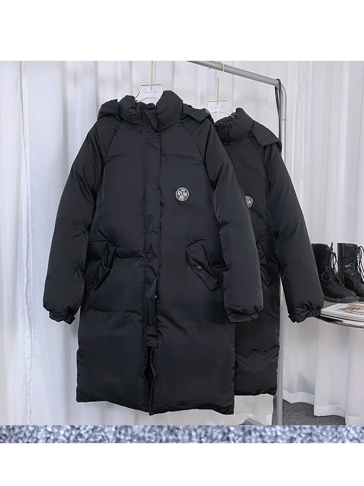 

Thicken Warm Winter Solid Hooded Coats Casual Loose Parkas Fashion Cotton Padded Women Detachable Hat Coat