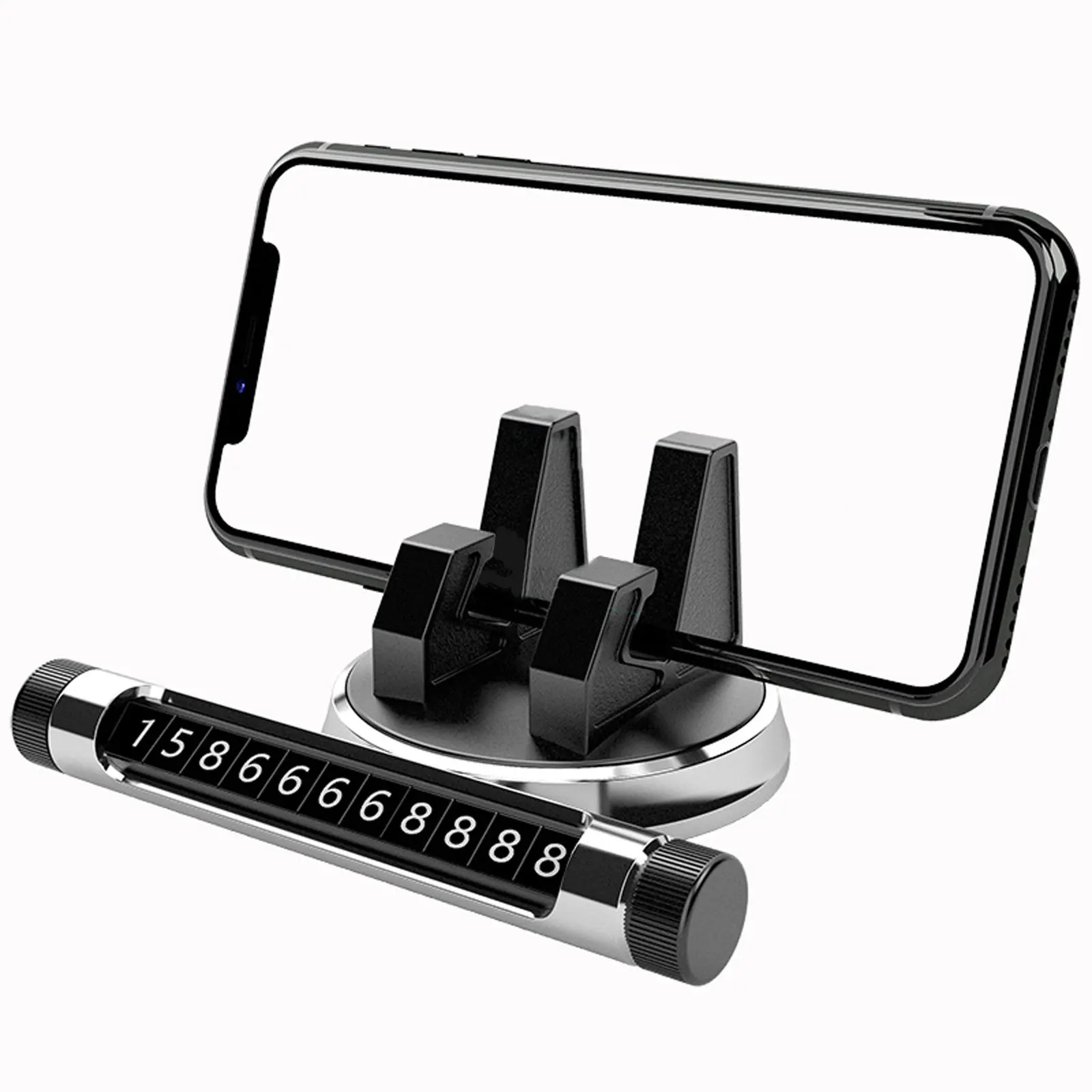 

Car holder, temporary car parking plate, car-mounted rotatable mobile phone holder, hidden car moving number plate