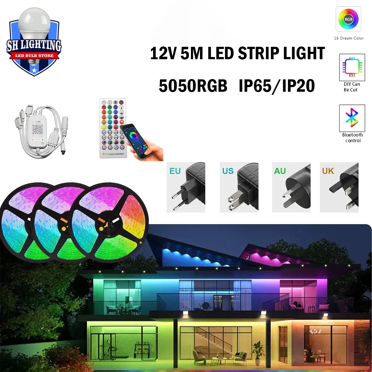 LED Light Strips IP65/IP20 Bluetooth Controller Flexible RGB 5050 Decoration BackLight Lamp Night light Luminous String Bedroom