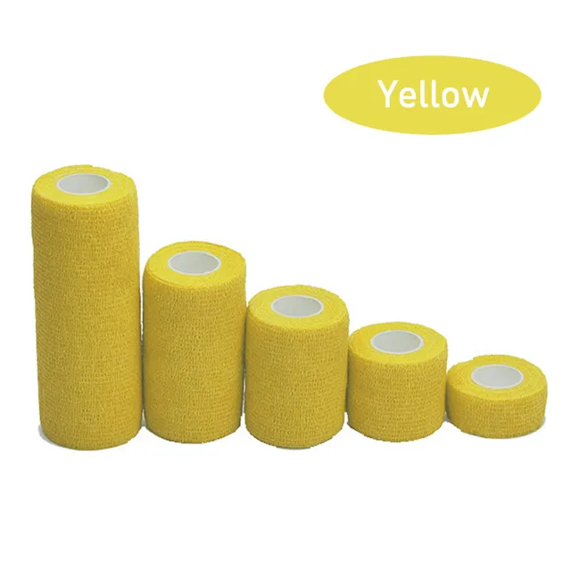 1 Rolls First Aid Self Adherent Cohesive Bandages Sports Tape for Wrist Ankle Sprains & Swelling Width 2.5-15cm Rainbow Colors Yellow