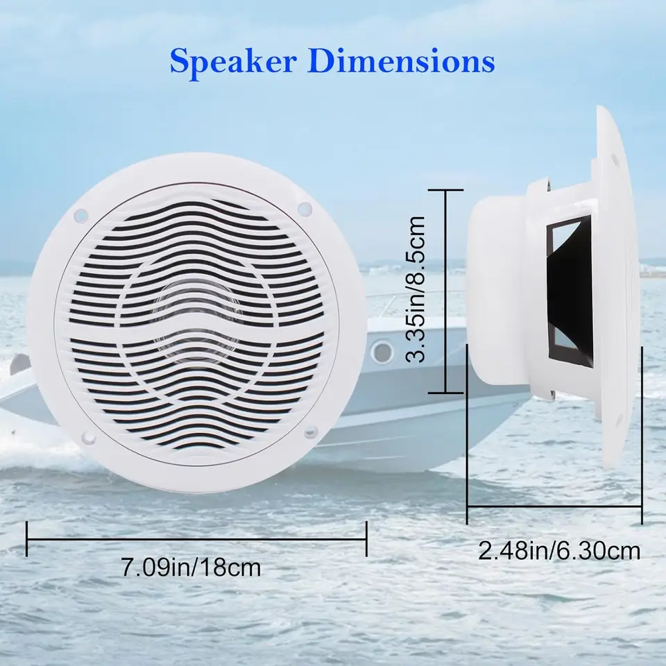 Altoparlanti Marini Herdio 6,5 Pollici - Coppia Da 120W Impermeabili Per Barche, Moto D'Acqua, ATV - Foto 7