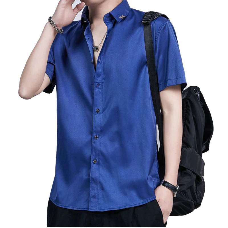 Fashion Lapel Button All-match Solid Color Shirts Men's Clothing 2024 Summer New Loose Korean Short Sleeve Tops Casual Shirts short sleeve women s shirt summer fashion printing sense of design casual baggy button up ladies tops vintage solid color blouse