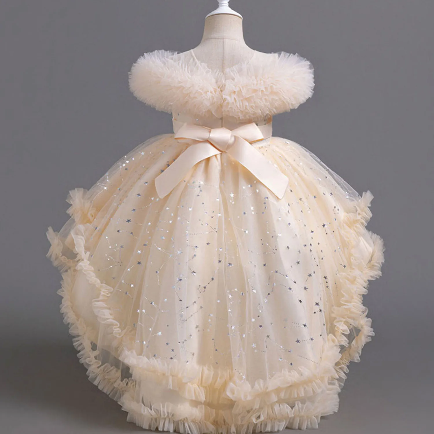 Shiny Toddler Little Girls Ruffled High-Low Wedding Flower Girl Birthday Party Graduation Ceremony Pageant Holiday Easter Dress 5