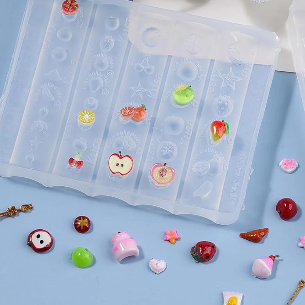 3D 과일 실리콘 네일 몰드 홈 네일 참 만들기 공예 도구 레진 체리 사과 DIY 매니큐어 용품 투명 장식