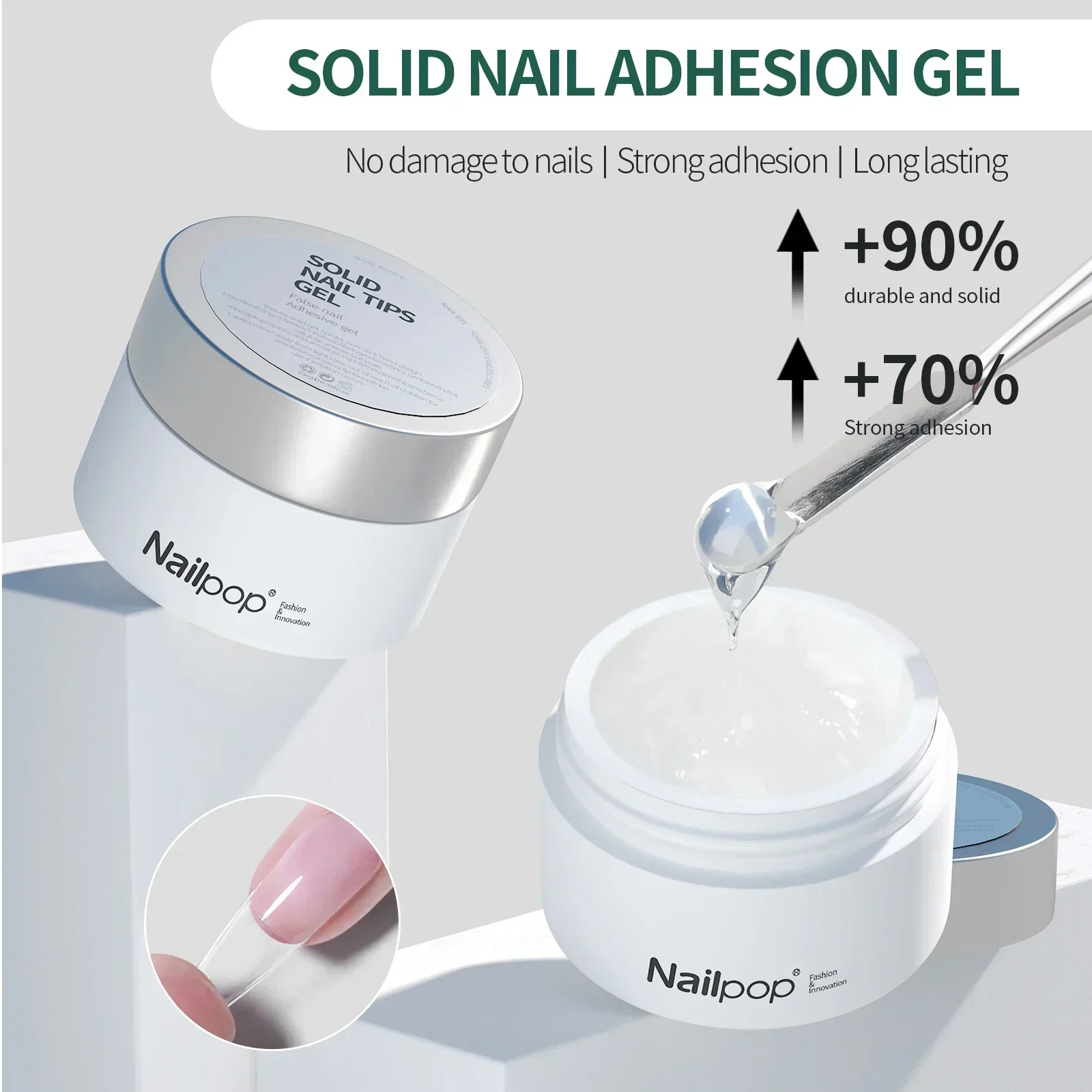Nail Glue Nailpop Solid Nail Patch Gel Easy Stick Gummy Adhesive Bond UV Glue For American Pose Capsule Tips Strong Adehesion 10ml