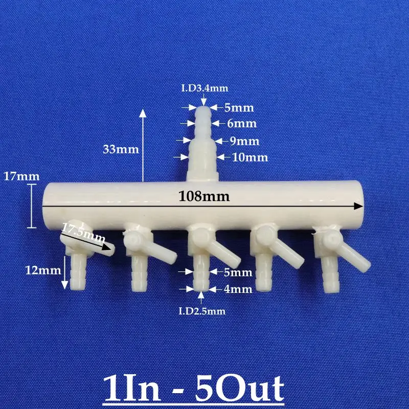 2 pcs 4-8mm 2~6 Heads Aquarium Fish Tank Air Pump Hose Connector Oxygen Pipe Splitter Distributors Aeration Tube Valve
