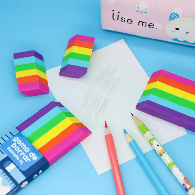 1Pc Student Rainbow Eraser Large Size Art Eraser Kindergarten Gift Creative Eraser Stationery for Primary School Students 1 pcs sweet kawaii candy color cartoon eraser rubber eraser primary student prizes writing drawing promotional gift stationery