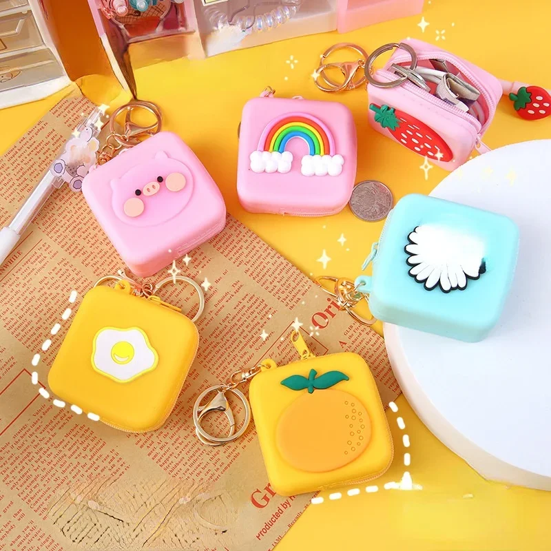 Cartoon Silicone Cute Coin Purses Children Money Key Bag Women Girls Mini USB Cable Headset Eearphone Bag Purse Case Kid Gift