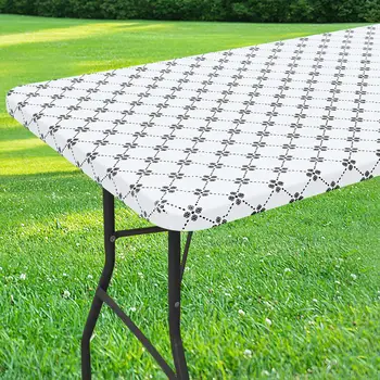 Olanly – nappe rectangulaire en vinyle, élastique, ajustée, avec support en flanelle, couverture de Table en plastique imperméable, nappe de camping 1