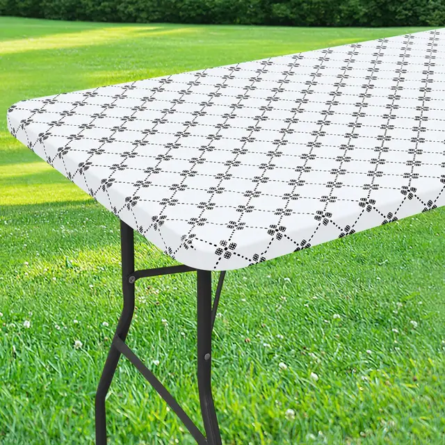 Olanly – nappe rectangulaire en vinyle, élastique, ajustée, avec support en flanelle, couverture de Table en plastique imperméable, nappe de camping 1