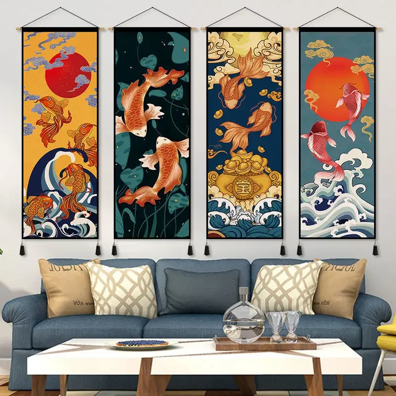 

Chinese Style Scroll Paintings Dragon Room Decor Aesthetic Living Room Office Wall Art Tapestry Hanging Decoration Poster