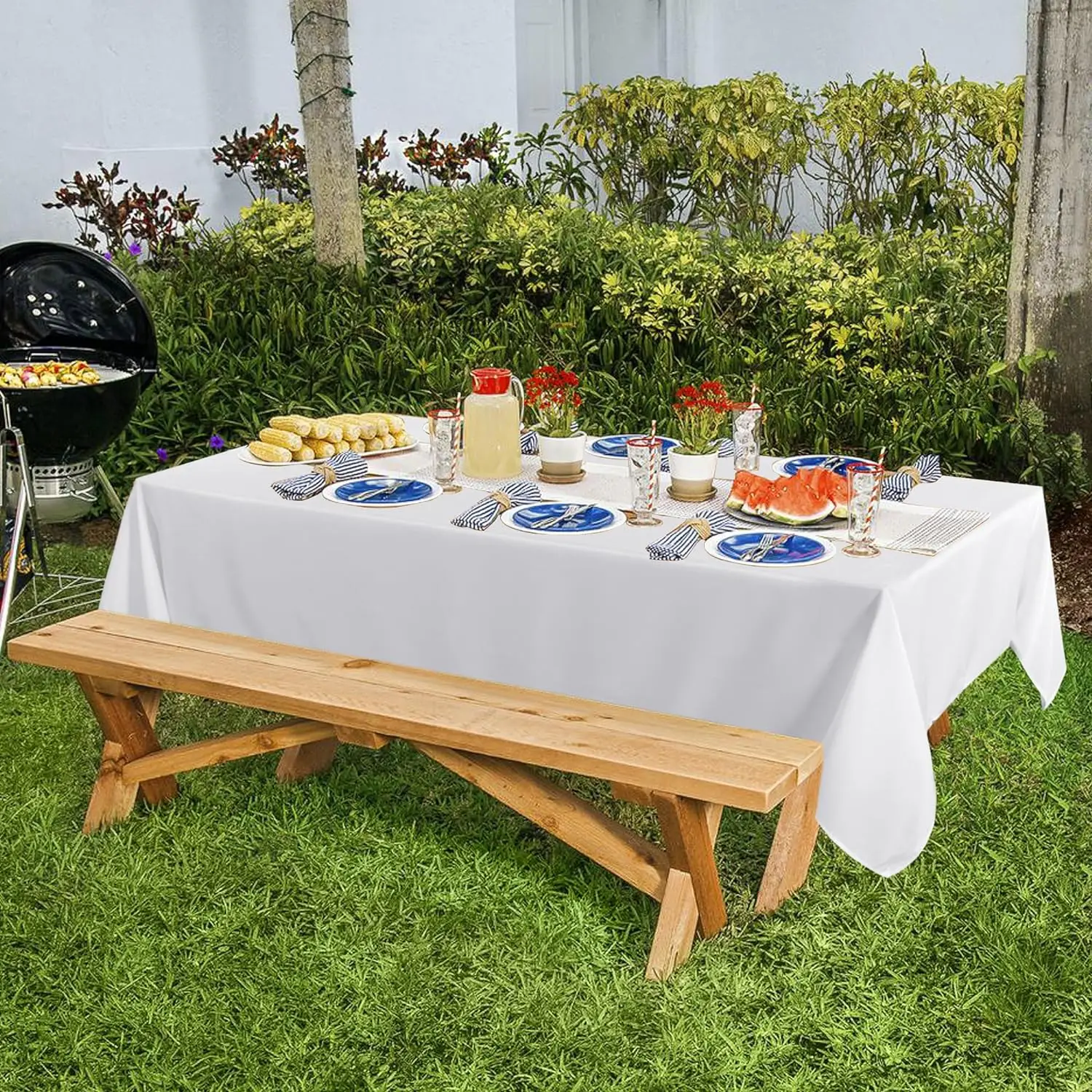 White Table Cloth Waterproof Anti Scratch Polyester Tablecloth Decorative Washable Fabric Table Cover Home Dining Buffet Party 2
