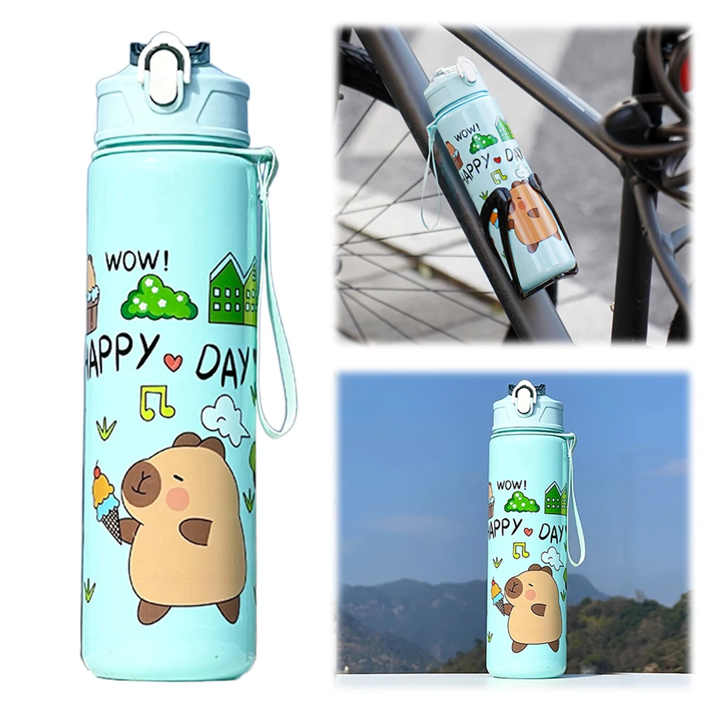 700ml 카피바라 귀여운 빨대 손잡이 휴대용 물병 대용량 카와이 물병 야외 활동용