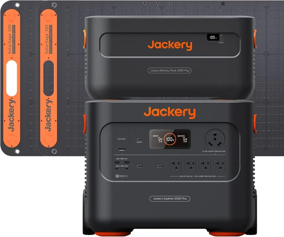 Generator 4000 Kit Explorer 2000 Plus and 1X PackPlus E2000 Plus Expandable Battery with 2X200W Solar Panel 4085 Wh LiFePO4