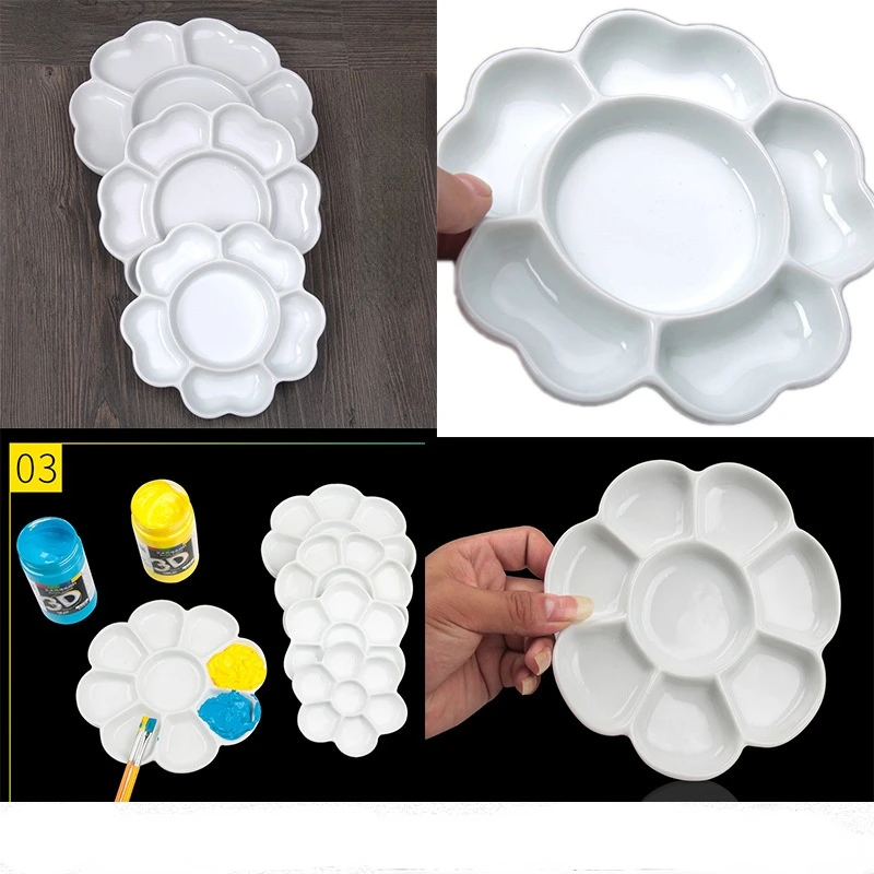 Plum Ceramic Palette Gouache Acrylic Paint Tray Jingdezhen Pottery Watercolor Plate Beautiful and Durable Multi-specification Paint Tray Color Palette Watercolor Palette