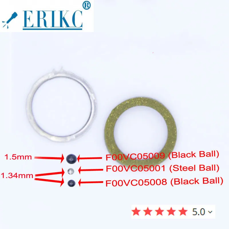 

ERIKC F00VC99002 Sealing Rings Injector Repair Kits Steel Ball F00VC05001 1.34mm F00VC05008 F00VC05009 1.5mm for Bosch