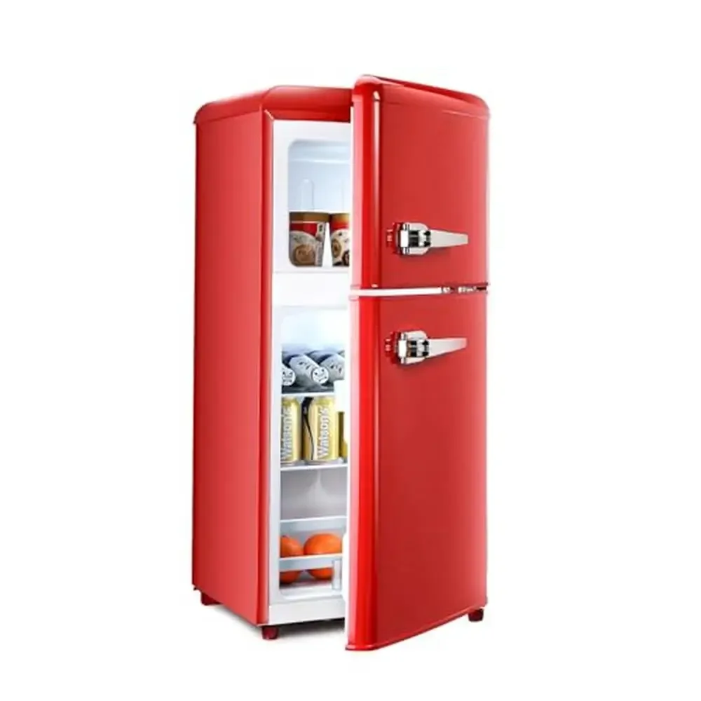 Compact Double Door Mini Fridge Freezer Combo Glass Shelf 3.2 cu ft Retro Red Ice Trays Spoons Ideal Kitchen Office Dormitory 1 Compact Double Door Mini Fridge Freezer Combo Glass Shelf 3.2 cu ft Retro Red Ice Trays Spoons Ideal Kitchen Office Dormitory 1