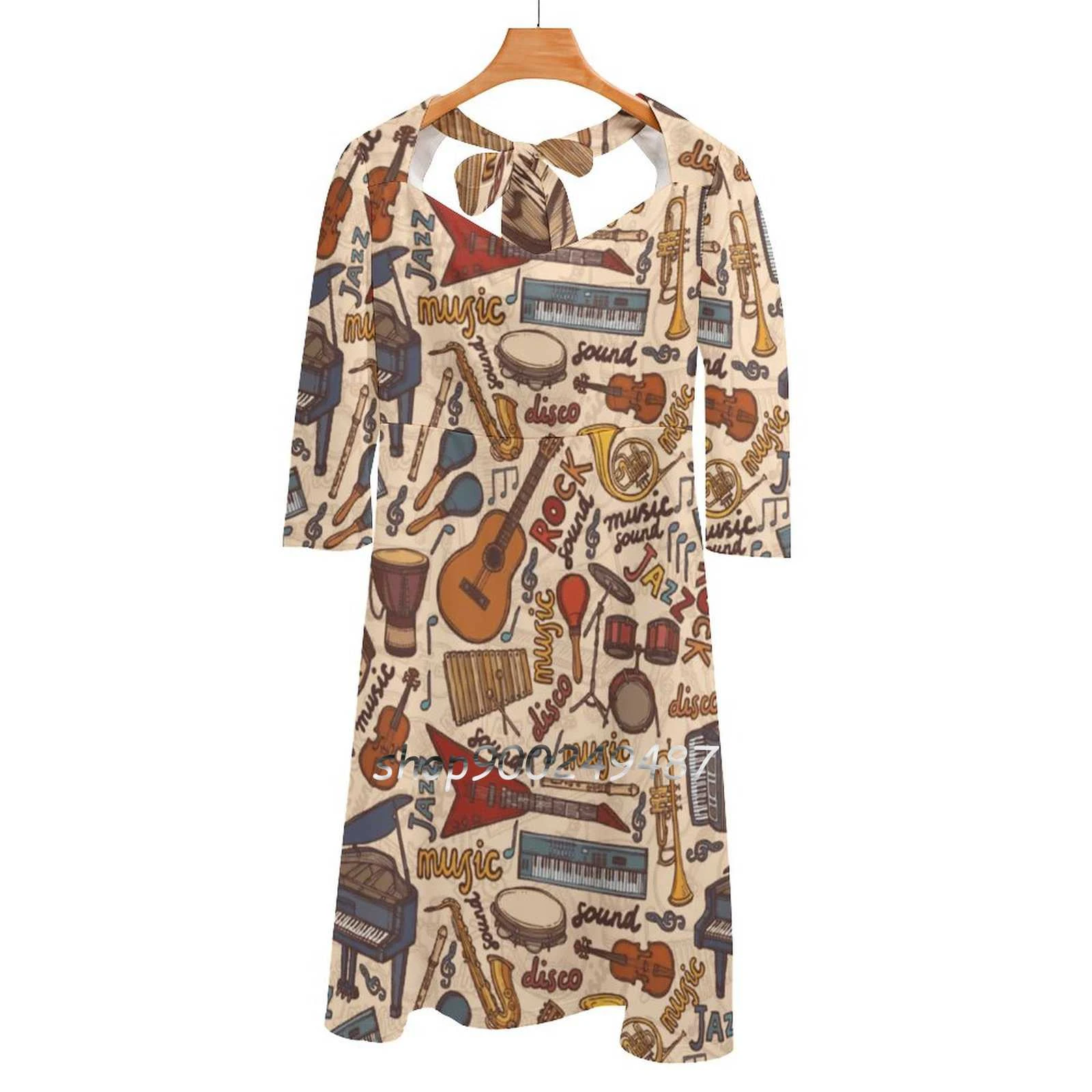 Musical Pattern Evening Party Dresses Midi Sexy Dress Female Sweet One Piece Dress Korean Music Band Song Musical Music Pattern Aliexpress