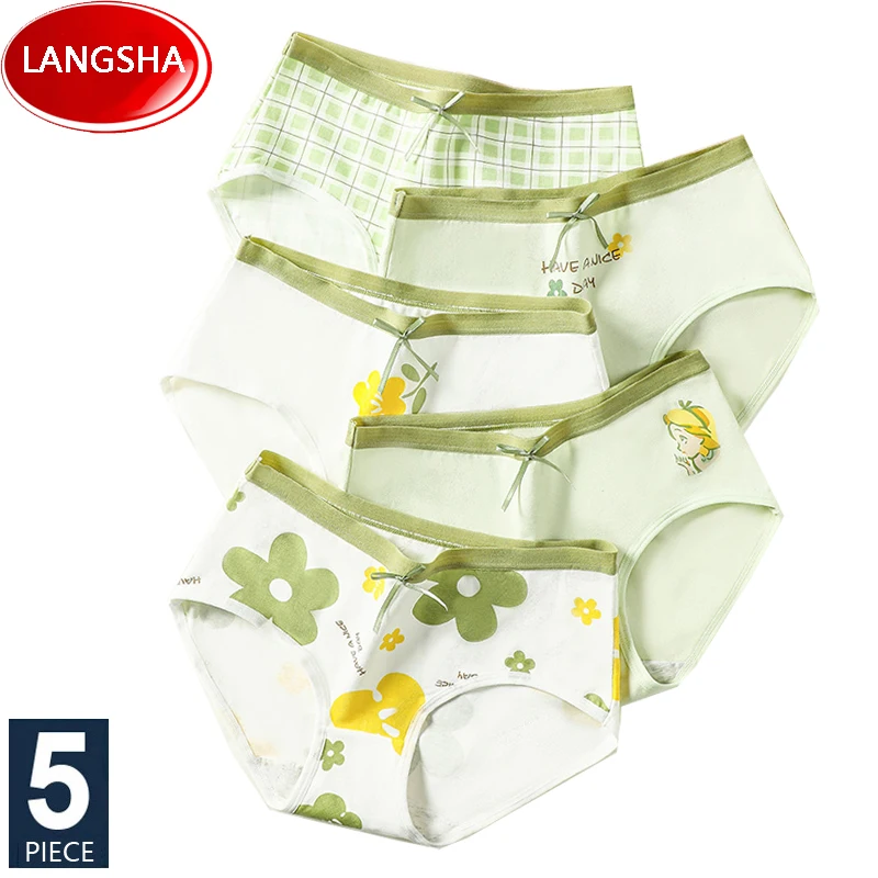 5 kosov ženskih bombažnih hlačk, zračno spodnje perilo, ljubki potiskani mladi deklice, seksi hlačke z nizkim pasom, ženske hlačke_voghion.com