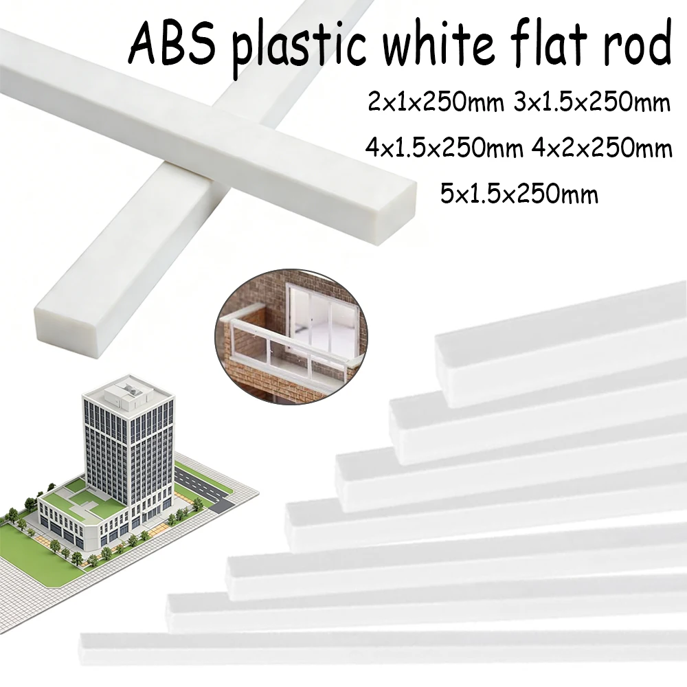 5-100개 건축 모형 제작 막대, 정밀 DIY 프로젝트 및 프로토타이핑을 위한 흰색 ABS 사각 플라스틱 스틱