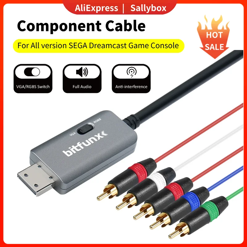

Кабель Bitfunx RGBS VGA для компонентного видео 5RCA YPbPr для Sega Dreamcast DC, выход видеосигнала, высокое качество изображения