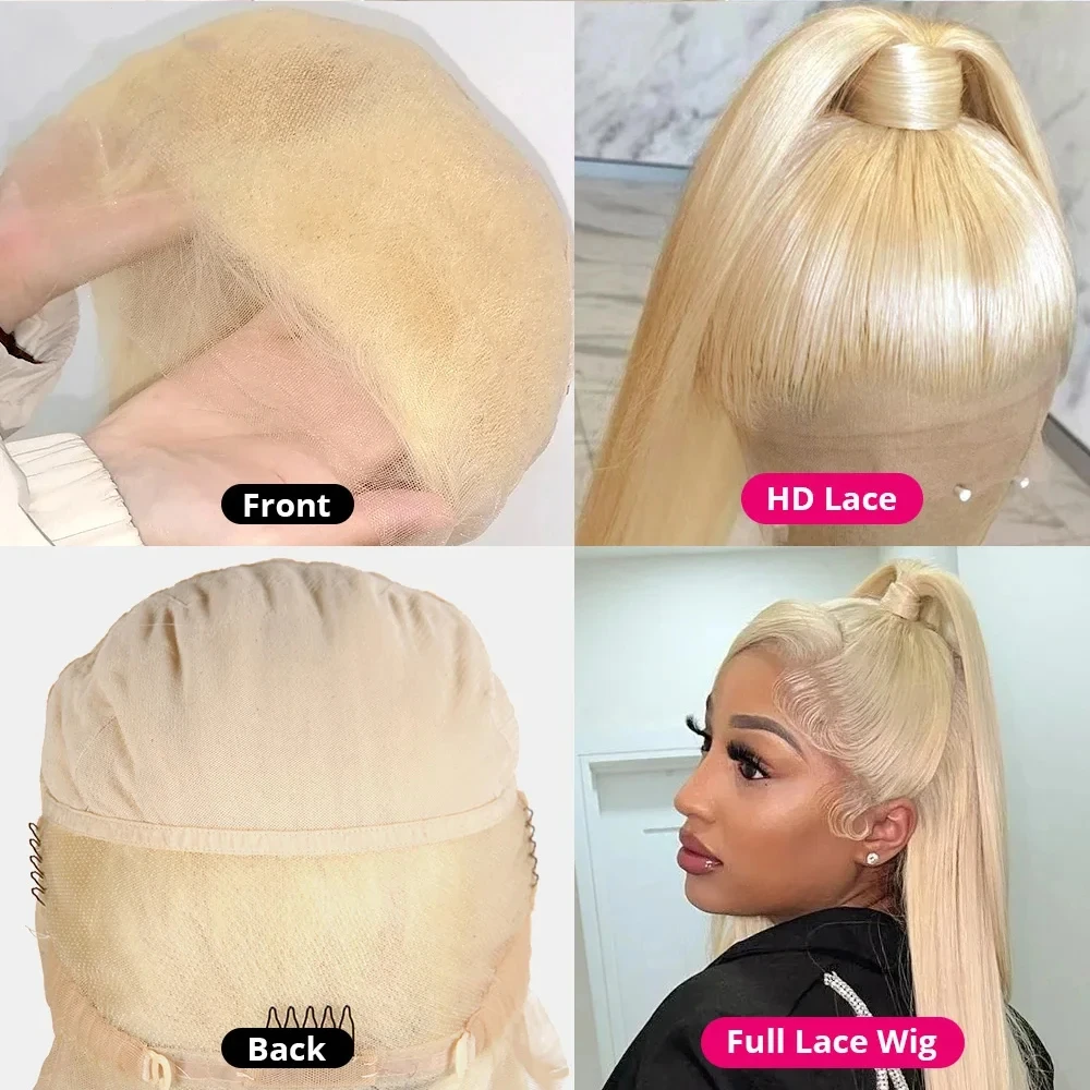 Blonde Real Full Lace Wigs 100% Human Hair 613 HD lace Frontal Wig Human Hair For Women 250 Density Straight Full Lace Wigs