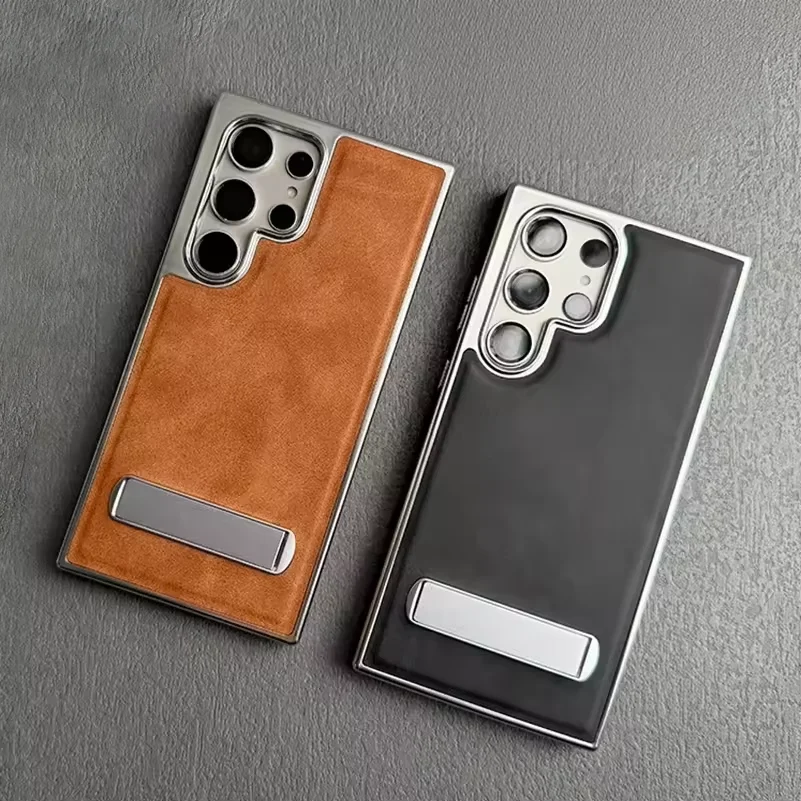 Executive PU Leather Phone Case with Kickstand and Foldable Stand Holder