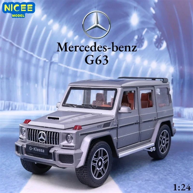 1:24 Mercedes-benz G63 off-road car Simulation Diecast Metal Alloy Model car Sound Light Pull Back Collection Kids Toy Gifts A64