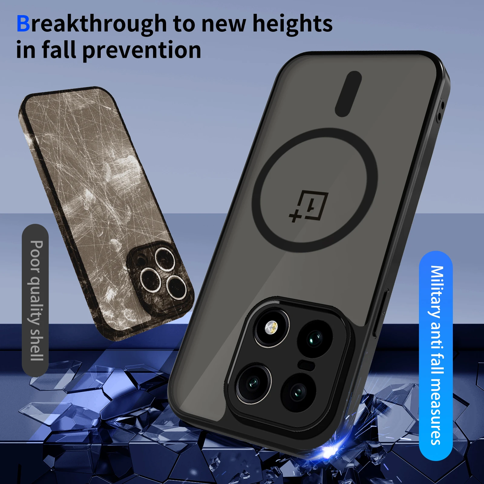 Elegant Frosted Clear Shockproof Bumper Case with Skin Feel Finish