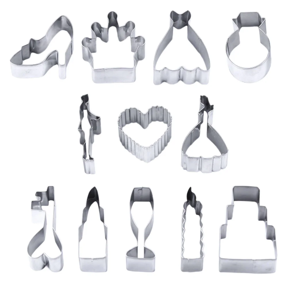 

12pcs Stainless Steel Biscuit Molds Sturdy Cookie Cutters Creative Wedding Cookie Biscuit Cutters