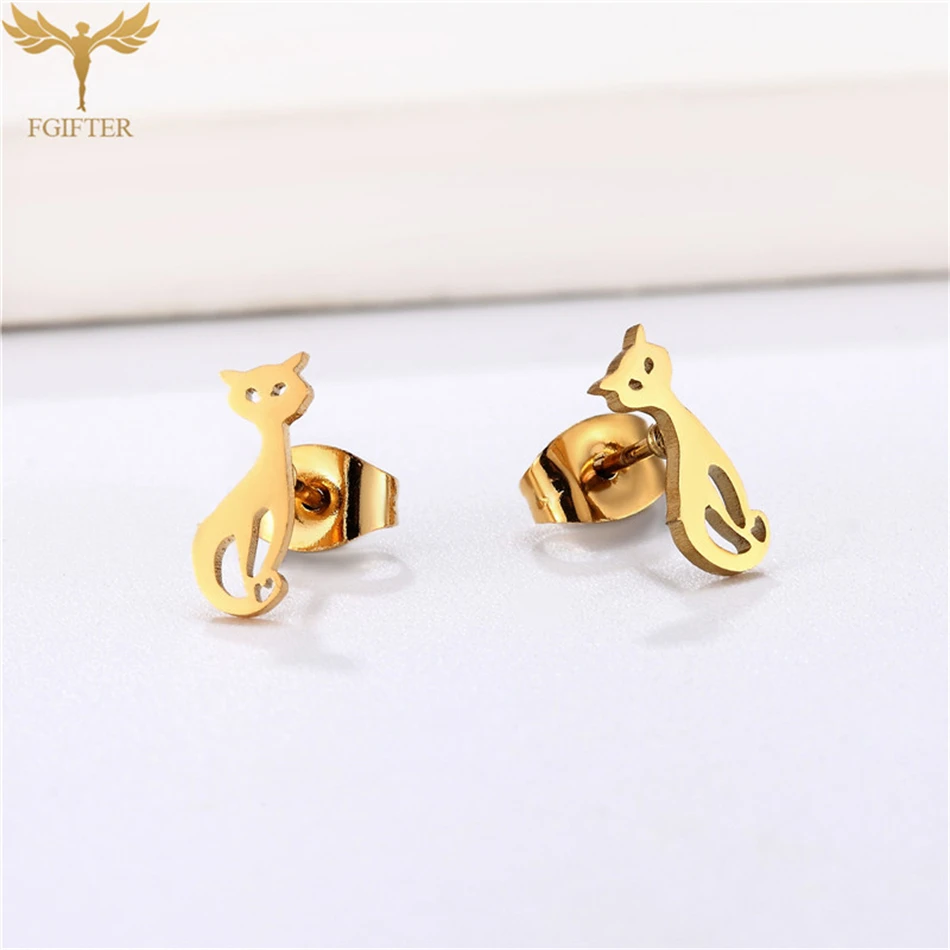 Stainless Steel Cat Earrings Stainless Steel Stud Earings Trendy