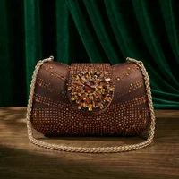 Nouvelles Escarpins et Sac Italiens pour Soirée 2026 Style INS Pointu DURABLE OUTSALE Strass Élégant Couleur Café Talons Hauts pour Femme 5