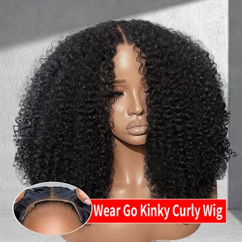 300% Kinky Curly Glueless Wigs Human Hair 4C Edges Afro Curly 13x6 Lace Frontal Wig Pre Cut 7x5 HD Lace Closure Wigs For Women 1
