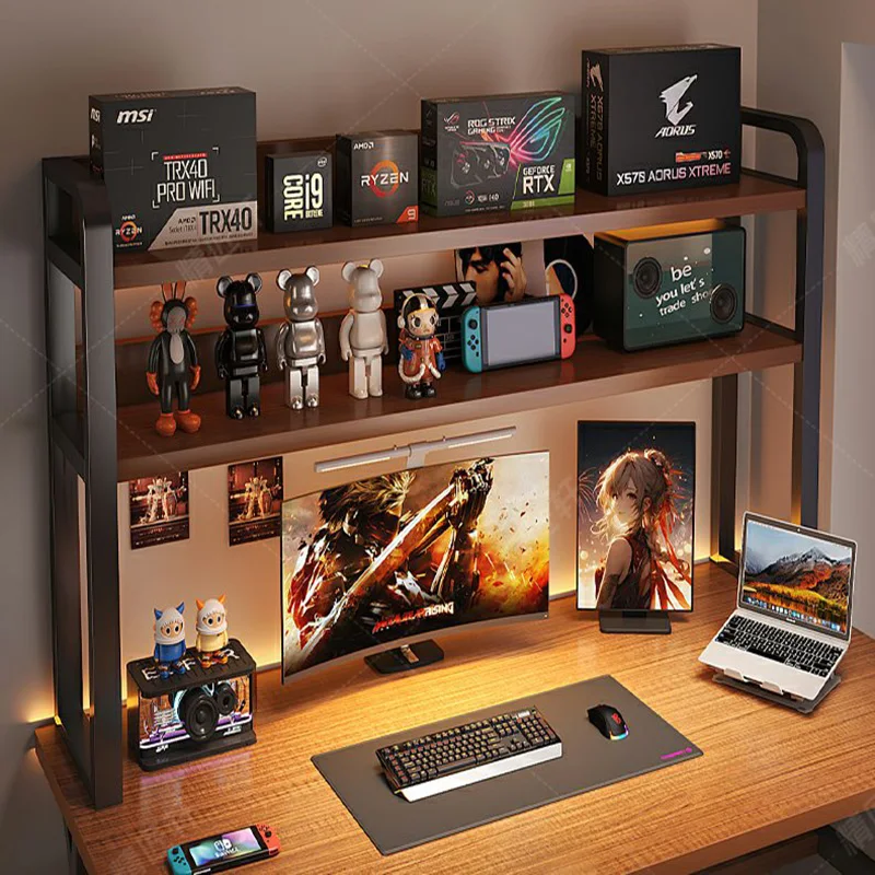 Monitor Shelf Length Values Gaming Setup Height Adjustable Computer Desk Standing Square Table Small Office Gamer Ufficio White