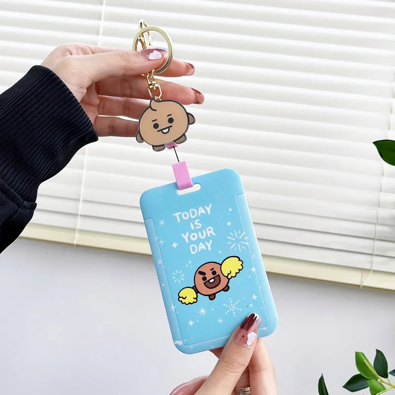 Card Holder Card Sleeve ID Card Case for Campus Student ID Card Meal Access Control ABS Plastic Women's Pendant Telescopic Cover
