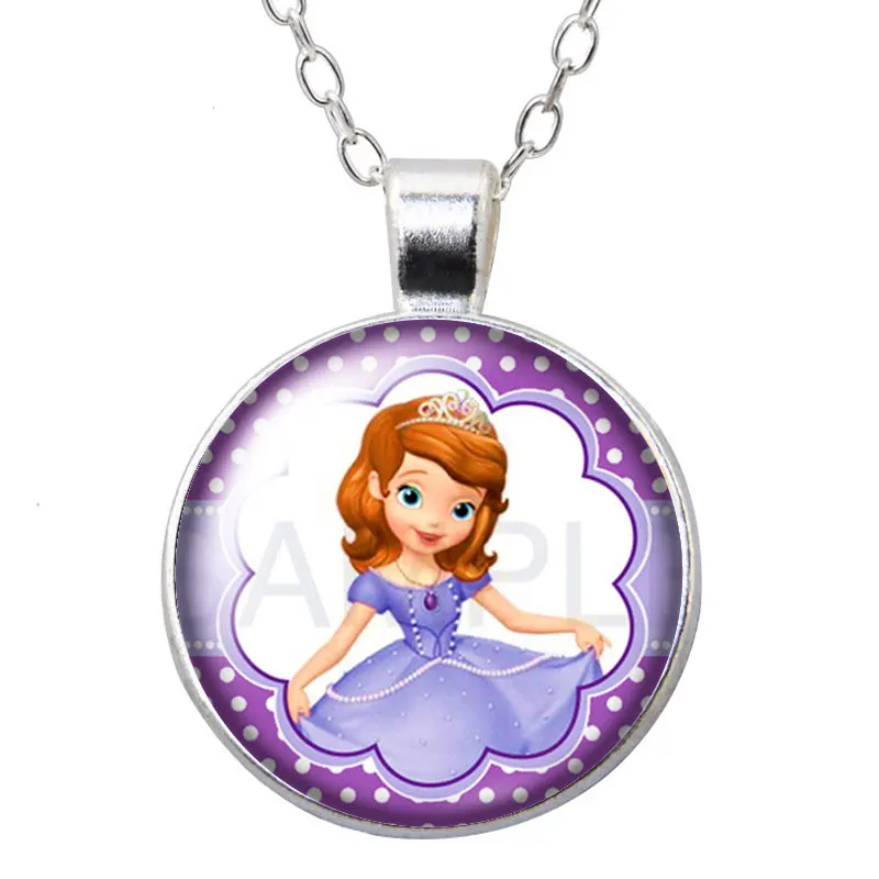 Princess Sofia purple Girls Cartoon Round Photo Glass cabochon