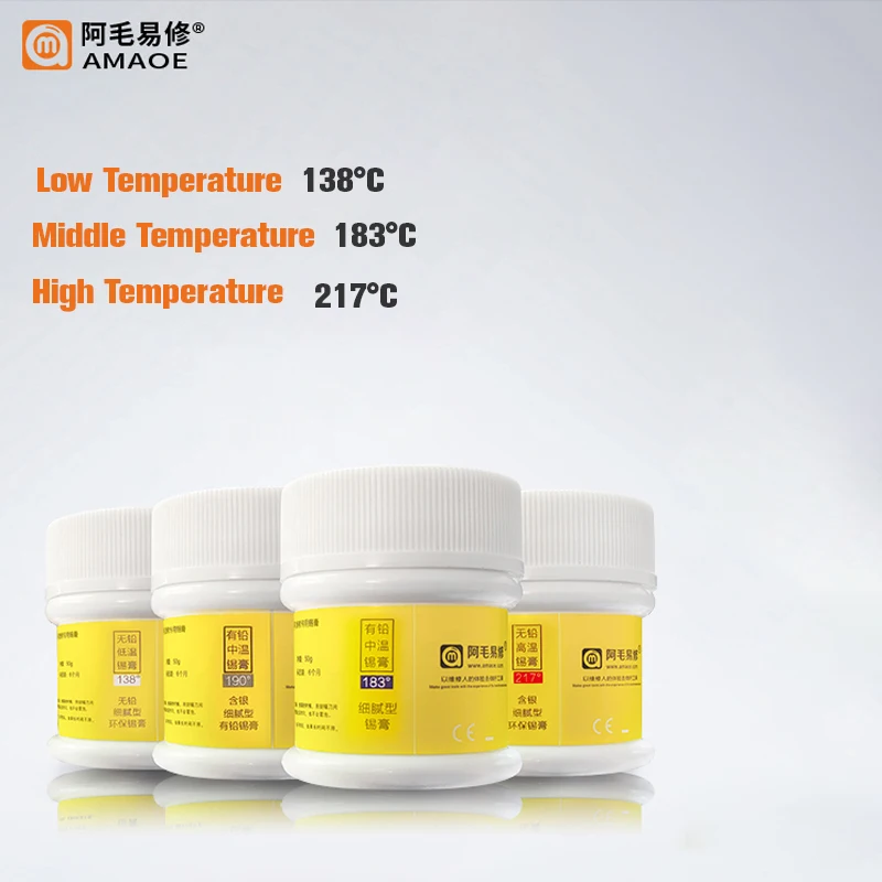 

AMAOE Lead-free Solder Paste Leaded Flux 50g Low Middle High Temperature Melting Point For PCB BGA SMD Welding Repair Tools