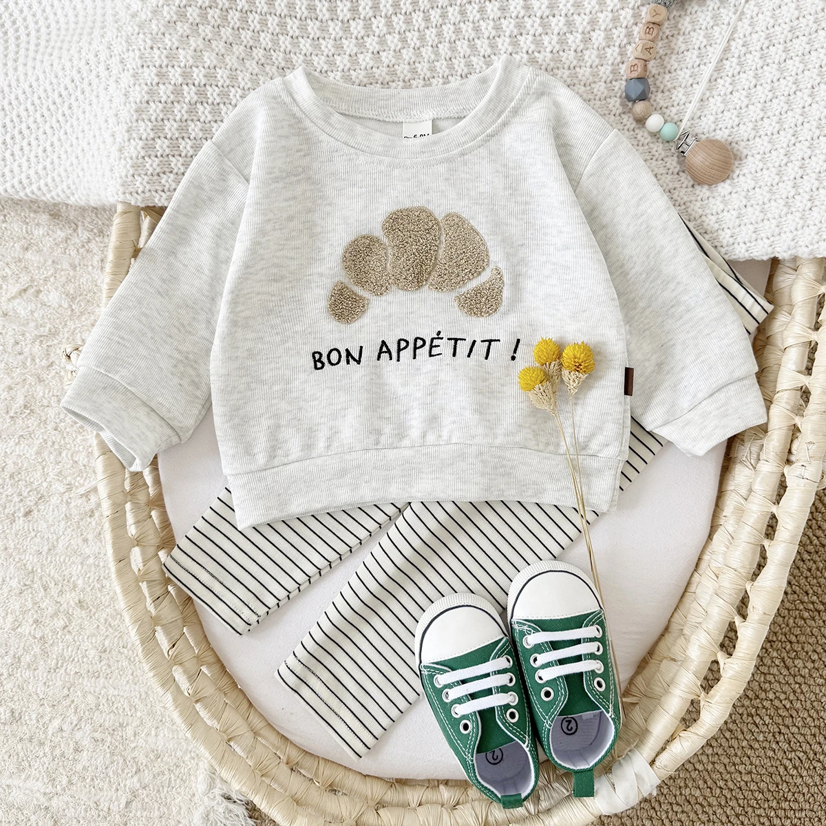 New Baby Suits Cartoon Clothing Boy Infant Sets Long-Sleeve Bread/Biscuits Sweatshirts Top Pants Autumn Winter Toddler Outfits 3