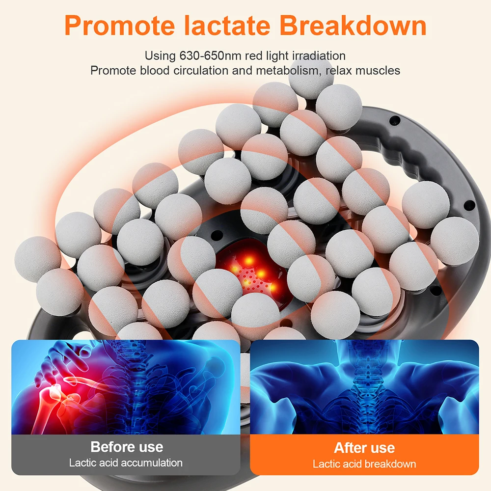 Fascia Gun 42-heads Deep High Frequency Vibration 42mm Wireless Waist and Back Massager Body Relaxation Shoulder Calf Massager