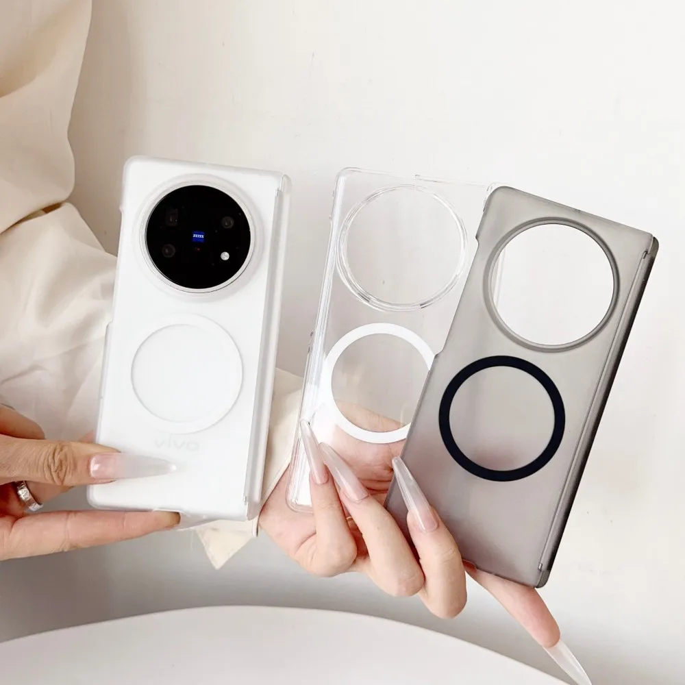 Transparent Magnetic Protective Back Cover Case with Hard PC and 2 Hinge Design