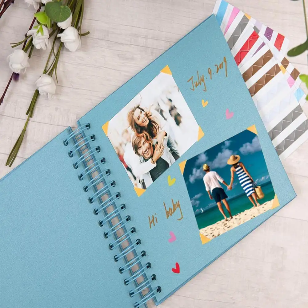 Photo Album Scrapbook Kraft Paper Scrapbook Album Flexible Coil Design DIY Memory Book for Family Wedding