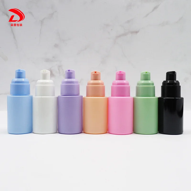 30ml Pump Bottle Colorful Glass Liquid Foundation Packing Tool Empty Pump Bottle Travel Essentials Squeeze Bottle Portable