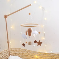 Wooden Rattles Toys Baby Crib Mobile Bed Bell Soft Felt Hot Balloon Newborn Music Bed Bell Hanging Toys Crib Bracket Baby Gifts