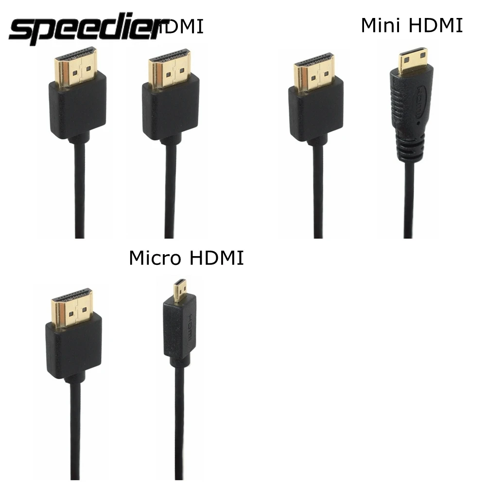 OD 3,0mm Super suave Micro HDMI compatible y Mini HDMI Cable delgado