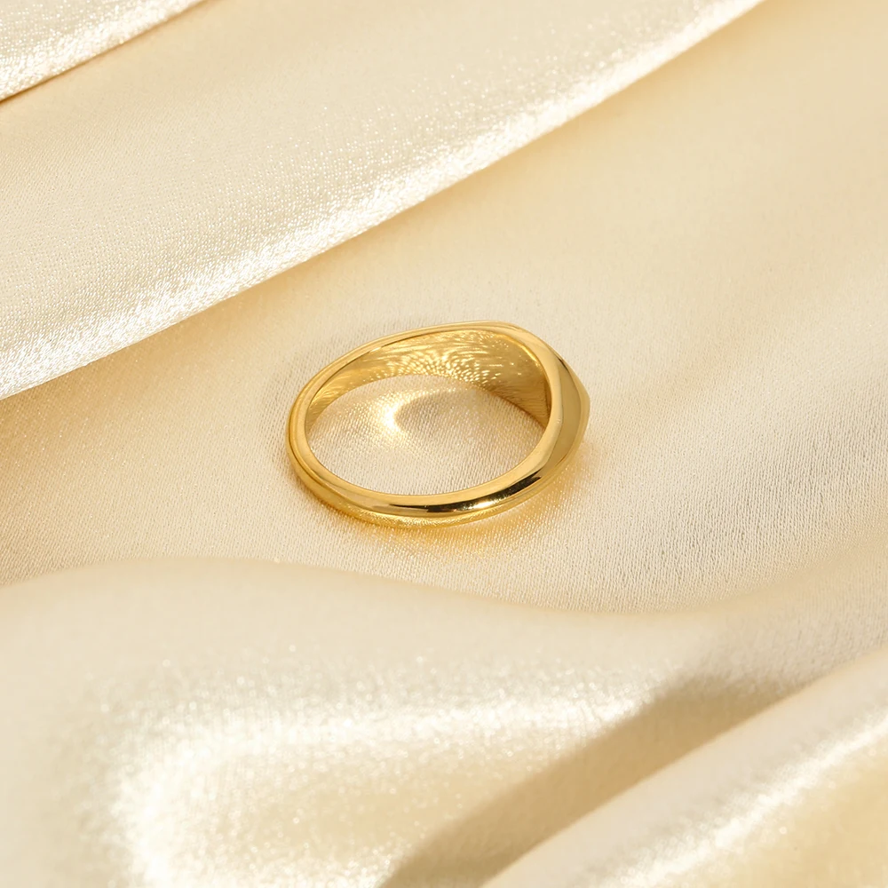 2022 New 316L Stainless Steel Geometric Signet Rings for Women Minimalist Metal Gold Ring Accessories Tarnish Free