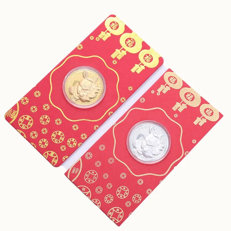 2Pcs 2023 Chinese New Year Color Gold Frosted Red Envelope Spring Festival  Wedding Birthday Fu Red Packet Rabbit Year Hongbao