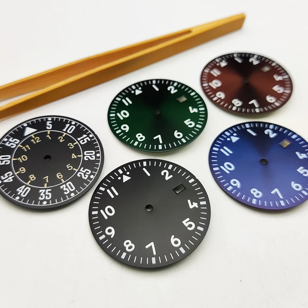 Watch Dial Accessories Watch Face Accessories Watch Accessories Pilot Dial Watch Face Green Luminous Suitable for NH35/36/4R Movement