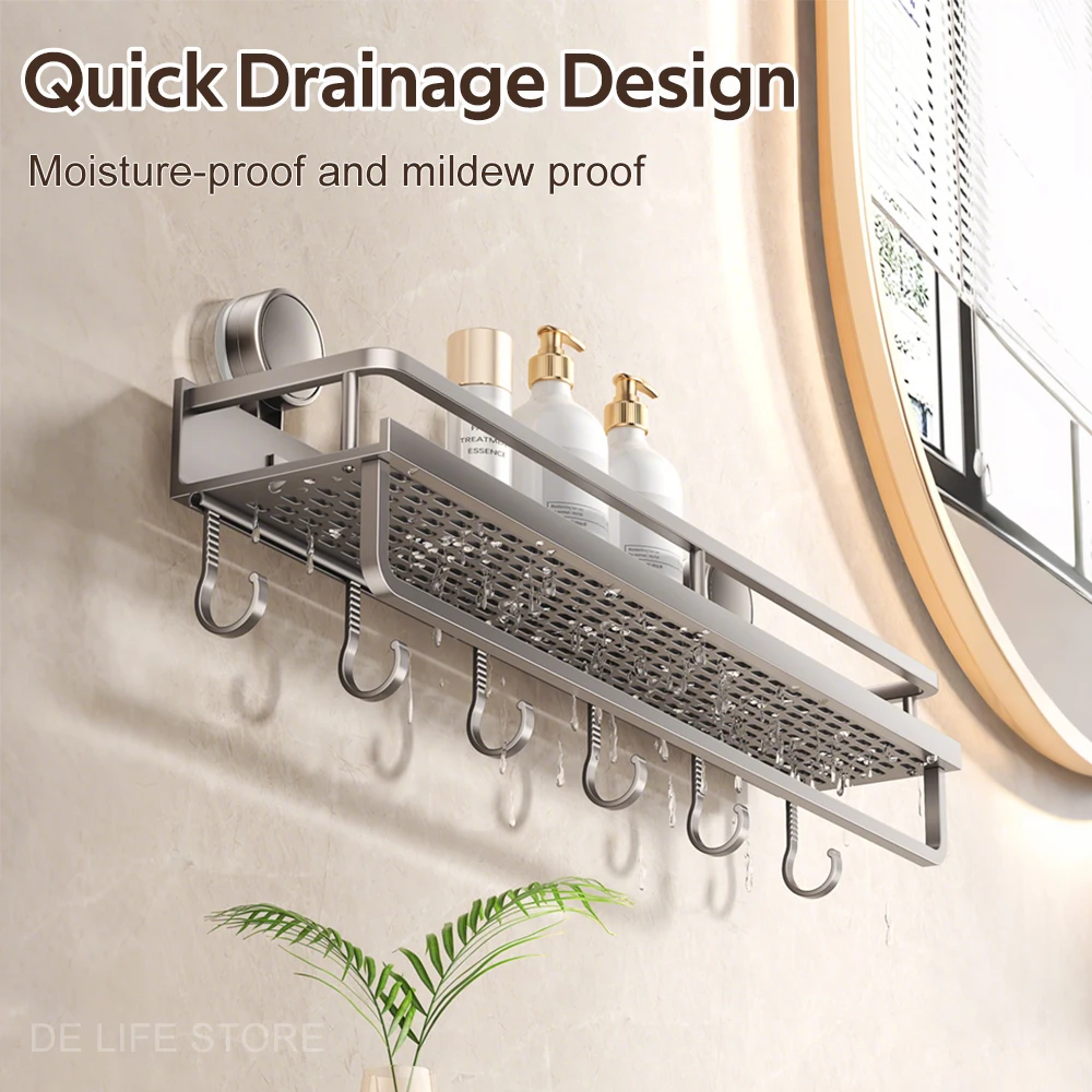 30/40/50CM Bathroom Shelf With Suction Cup Shower Organizer Without Drilling Shampoo Rack Toilet Shelf Bathroom Accessories 5