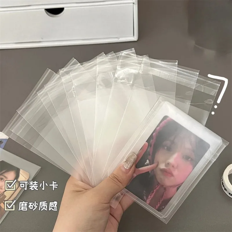 100pcs Transparent Frosted Plastic Bag Kpop Star 3-inch Photo Card Self-adhesive Seal OPP Bag Post Packing Bag Photocard Holder