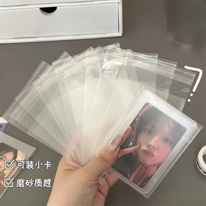 

100pcs Transparent Frosted Plastic Bag Kpop Star 3-inch Photo Card Self-adhesive Seal OPP Bag Post Packing Bag Photocard Holder